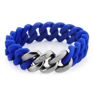 Bracelet Femme TheRubz 04-100-066 Bleu Gris Silicone Acier inoxydable Acier/Silicone (15 mm x 17 cm)