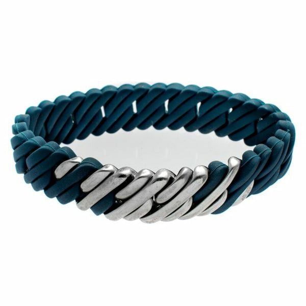 Bracelet TheRubz 100502 Bleu Silicone Acier inoxydable Argenté Acier/Silicone (15 mm)