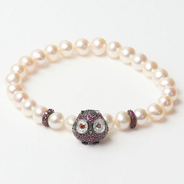 Bracelet Femme Lancaster JLA-BR-OWL-5-WH Violet Blanc Argent 925 16 mm