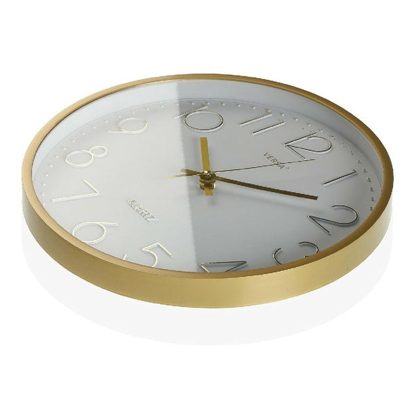 Horloge Murale Doré Plastique (4 x 30 x 30 cm)