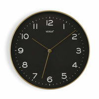 Horloge Murale Versa Noir Doré PU (30,5 x 4,3 x 30,5 cm)