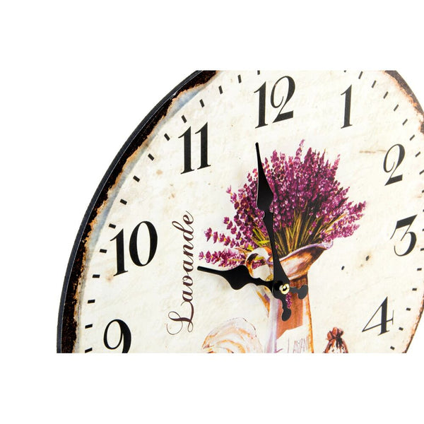 Horloge Murale DKD Home Decor Floral Bois (4 Unités) (34 x 4 cm)