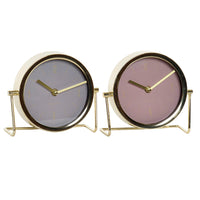 Horloge de table DKD Home Decor Doré Verre Fer (2 pcs) (18 x 6.5 x 16 cm)