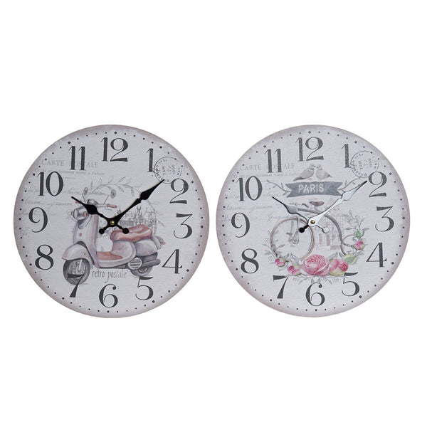 Horloge Murale DKD Home Decor Paris MDF (33,5 x 3 x 33,5 cm)