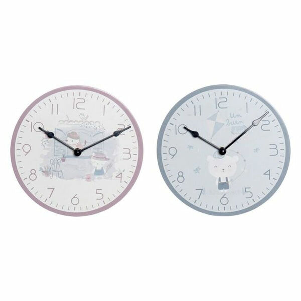 Horloge Murale DKD Home Decor Enfant Bois MDF (2 pcs) (24 x 3 x 24 cm)