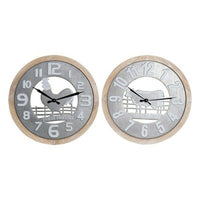 Horloge Murale DKD Home Decor Farm Fresh Métal Bois MDF (2 pcs) (60 x 2 x 60 cm)