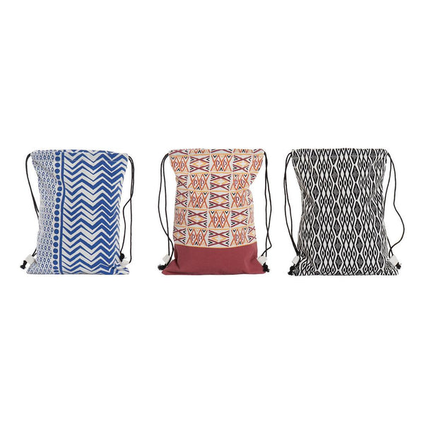 Sac à dos DKD Home Decor Ethnique Bleu Orange Coton (3 pcs)