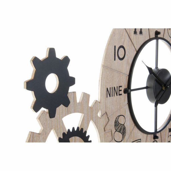 Horloge Murale DKD Home Decor Noir Métal Engrenage Bois MDF (80 x 5 x 66 cm)