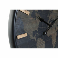 Horloge Murale DKD Home Decor Noir Marron Fer Bois MDF Mappemonde (2 pcs) (75 x 4 x 75 cm)