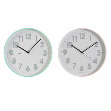 Horloge Murale DKD Home Decor Rose Vert PVC (30 x 4.5 x 30 cm) (2 pcs)