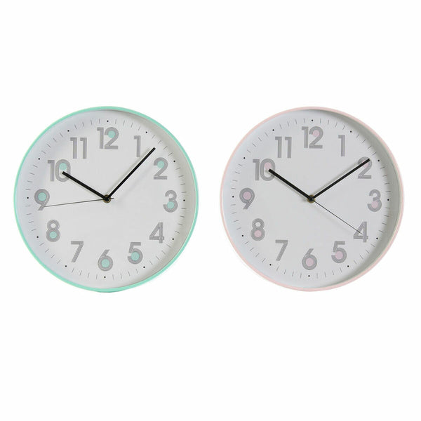 Horloge Murale DKD Home Decor Rose Vert PVC (30 x 4.5 x 30 cm) (2 pcs)