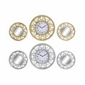 Horloge Murale DKD Home Decor Miroir Verre Argenté Doré polypropylène (25 x 2 x 25 cm) (35 x 6 x 35 cm) (3 pcs) (2 pcs)