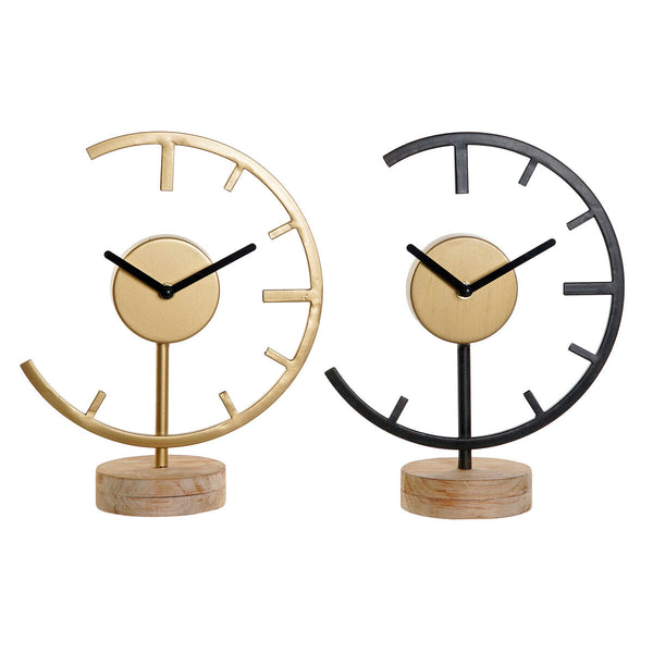 Horloge de table DKD Home Decor Naturel Doré Métal MDF (24 x 10 x 29 cm) (2 Unités)