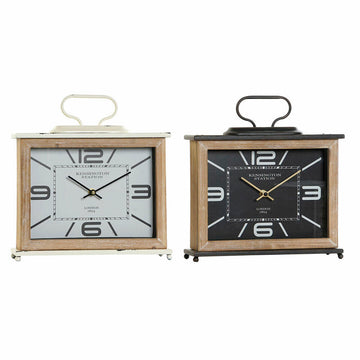 Horloge de table DKD Home Decor Noir Métal Blanc Bois MDF (28 x 8 x 29.5 cm) (2 pcs)