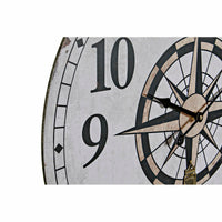 Horloge Murale DKD Home Decor Blanc Noir Métal Bois MDF Boussole (2 pcs) (58 x 4 x 58 cm)