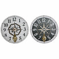 Horloge Murale DKD Home Decor Blanc Noir Métal Bois MDF Boussole (2 pcs) (58 x 4 x 58 cm)