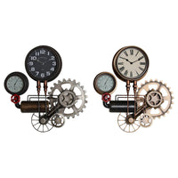 Horloge Murale DKD Home Decor Noir Rouge Fer Doré (2 pcs) (54 x 9 x 56 cm)