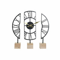 Horloge de table DKD Home Decor Noir Fer Bois MDF (30 x 6 x 40 cm)