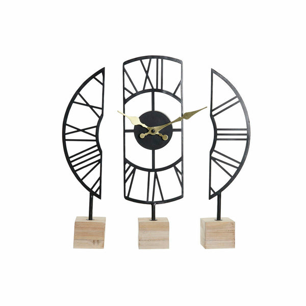 Horloge de table DKD Home Decor Noir Fer Bois MDF (30 x 6 x 40 cm)