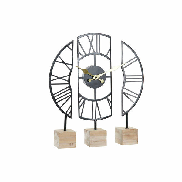 Horloge de table DKD Home Decor Noir Fer Bois MDF (30 x 6 x 40 cm)