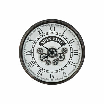 Horloge Murale DKD Home Decor Blanc Verre Fer Gris foncé (58.5 x 10.5 x 58.5 cm)