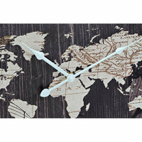 Horloge Murale DKD Home Decor Noir Bois MDF Mappemonde Marron Clair (2 pcs) (60 x 4.5 x 60 cm)