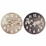 Horloge Murale DKD Home Decor Noir Bois MDF Mappemonde Marron Clair (2 pcs) (60 x 4.5 x 60 cm)