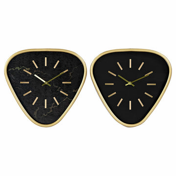 Horloge Murale DKD Home Decor Noir Métal Doré (2 pcs) (40 x 6 x 38 cm)