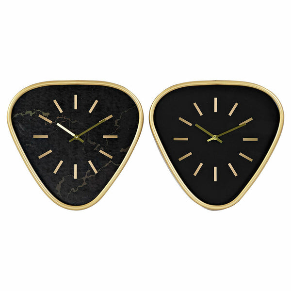 Horloge Murale DKD Home Decor Noir Métal Doré (2 pcs) (40 x 6 x 38 cm)