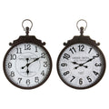 Horloge Murale DKD Home Decor Traditionnel Blanc Noir Fer (2 pcs) (50 x 6 x 71 cm)