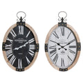 Horloge Murale DKD Home Decor Oblongue Fer Bois MDF (2 pcs) (43 x 6.5 x 71 cm)