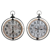 Horloge Murale DKD Home Decor Mappemonde Métal Bois MDF (2 pcs) (70 x 6 x 88 cm)