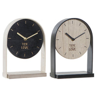 Horloge de table DKD Home Decor Naturel Noir MDF (17,5 x 8 x 24,5 cm) (2 Unités)