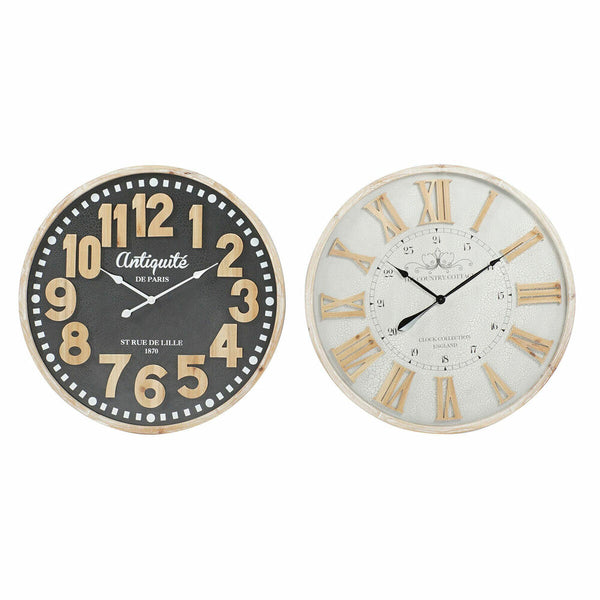 Horloge Murale DKD Home Decor Marron Noir Gris Bois MDF (2 pcs) (80 x 4.5 x 80 cm)