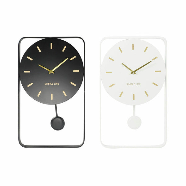 Horloge Murale DKD Home Decor Blanc Noir Fer (2 pcs) (40.5 x 5 x 65.5 cm)