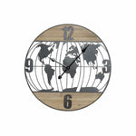 Horloge Murale DKD Home Decor Noir Fer Bois MDF Mappemonde (60 x 2 x 60 cm)