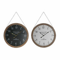 Horloge Murale DKD Home Decor Noir Blanc Fer Bois MDF (50 x 4.5 x 50 cm) (2 pcs)