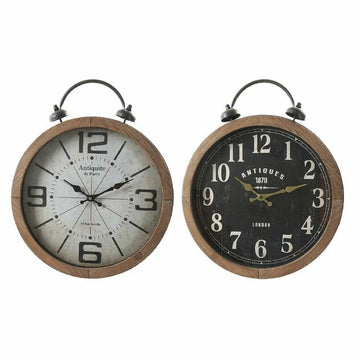 Horloge Murale DKD Home Decor Verre Noir Papier Blanc Fer Bois MDF (40 x 6 x 49 cm) (2 pcs)