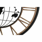 Horloge Murale DKD Home Decor Noir Doré Fer Bois MDF Mappemonde (70 x 5 x 70 cm)