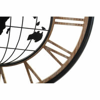 Horloge Murale DKD Home Decor Noir Doré Fer Bois MDF Mappemonde (70 x 5 x 70 cm)