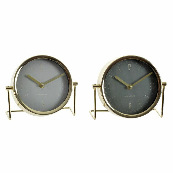 Horloge de table DKD Home Decor Verre Métal Vert (18 x 6 x 16 cm) (2 pcs)