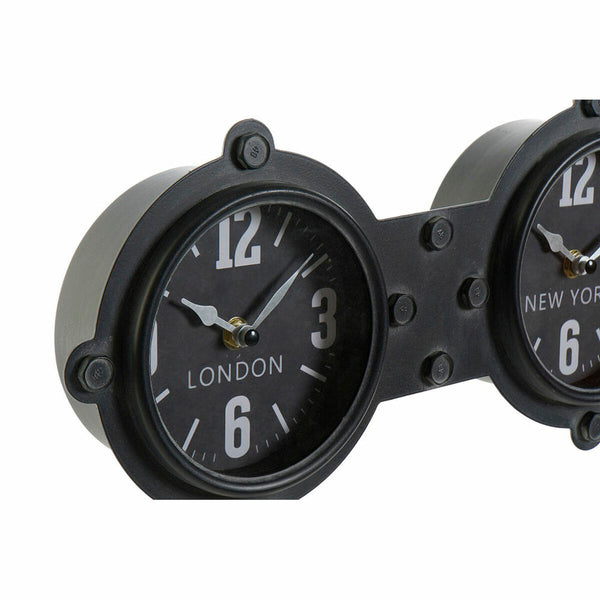 Horloge Murale DKD Home Decor Verre Noir Fer (58 x 6.5 x 18 cm)