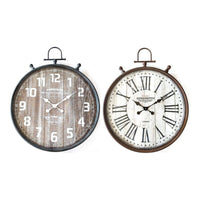 Horloge Murale DKD Home Decor Gris Blanc Fer Bois MDF (60 x 6 x 74 cm) (2 pcs)