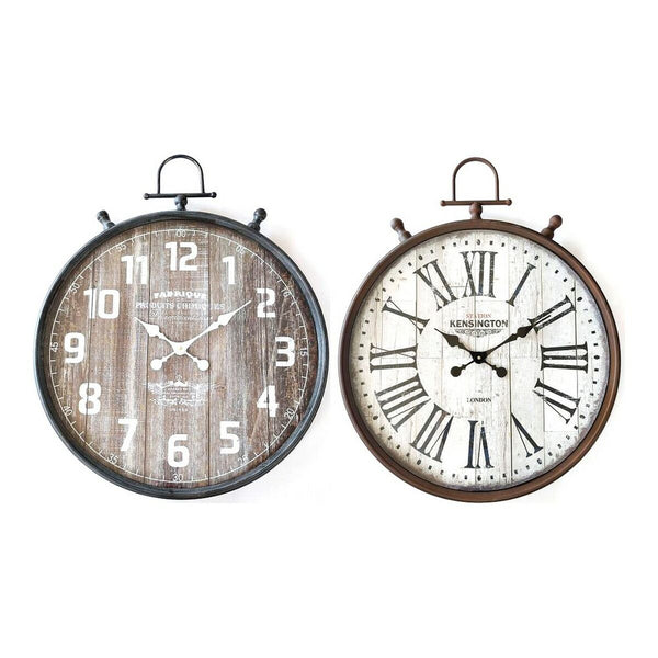 Horloge Murale DKD Home Decor Gris Blanc Fer Bois MDF (60 x 6 x 74 cm) (2 pcs)