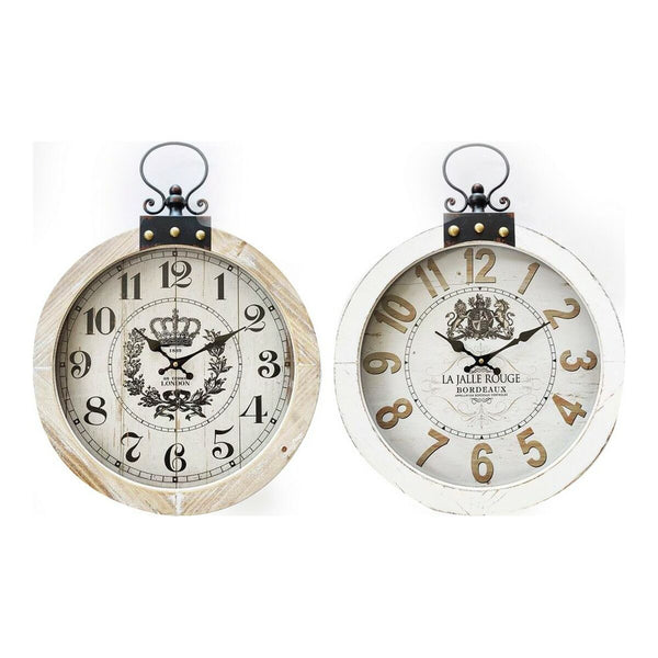 Horloge Murale DKD Home Decor Marron Blanc Fer Bois MDF (40 x 5 x 54 cm) (2 pcs)