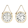 Horloge Murale DKD Home Decor Corde Blanc Bois MDF (2 pcs) (50 x 4 x 50 cm)