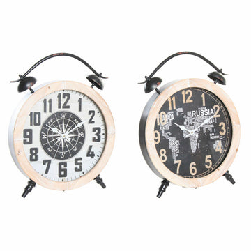 Horloge de table DKD Home Decor Noir Fer Bois MDF (41 x 6.5 x 52.5 cm) (2 pcs)