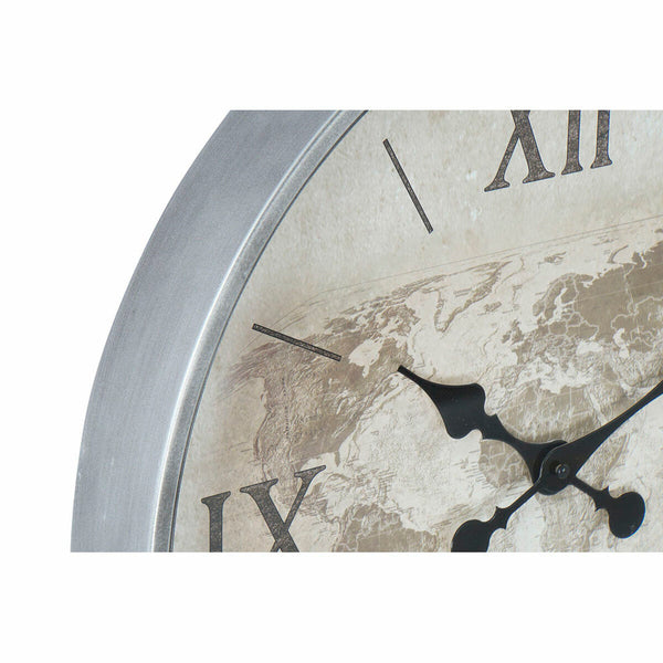 Horloge Murale DKD Home Decor Verre Beige Marron Fer Mappemonde (50 x 5.5 x 50 cm) (2 pcs)