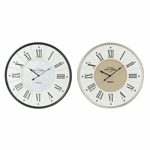 Horloge Murale DKD Home Decor Gris Beige Fer Bois MDF (2 pcs) (60 x 5 x 60 cm)