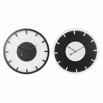 Horloge Murale DKD Home Decor Noir Blanc Bois MDF (50 x 4.5 x 50 cm) (2 pcs)